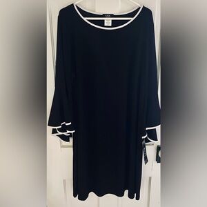 MSK Black Bell Sleeve Dress with White Trim